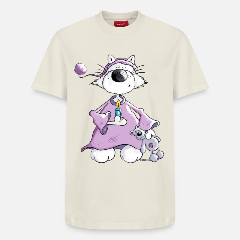 Schlafmütze Katze - Relaxed Unisex Supima Cotton T-Shirt – von SPREAD - Naturweiß