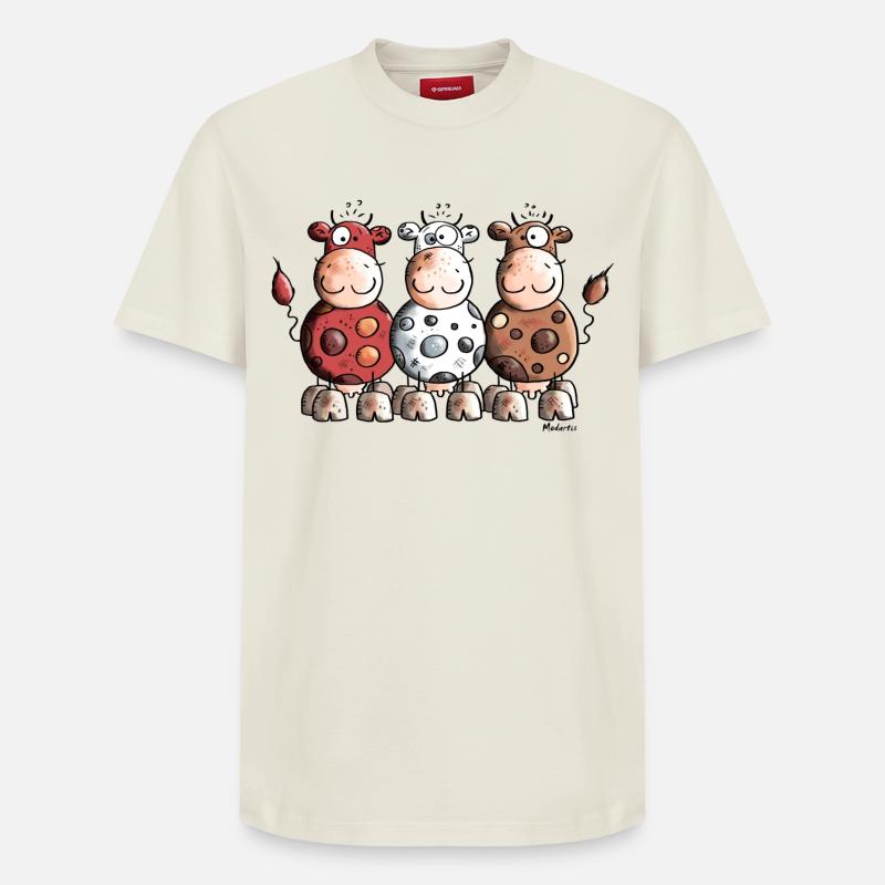 Kunterbunte Kühe - Relaxed Unisex Supima Cotton T-Shirt – von SPREAD - Naturweiß