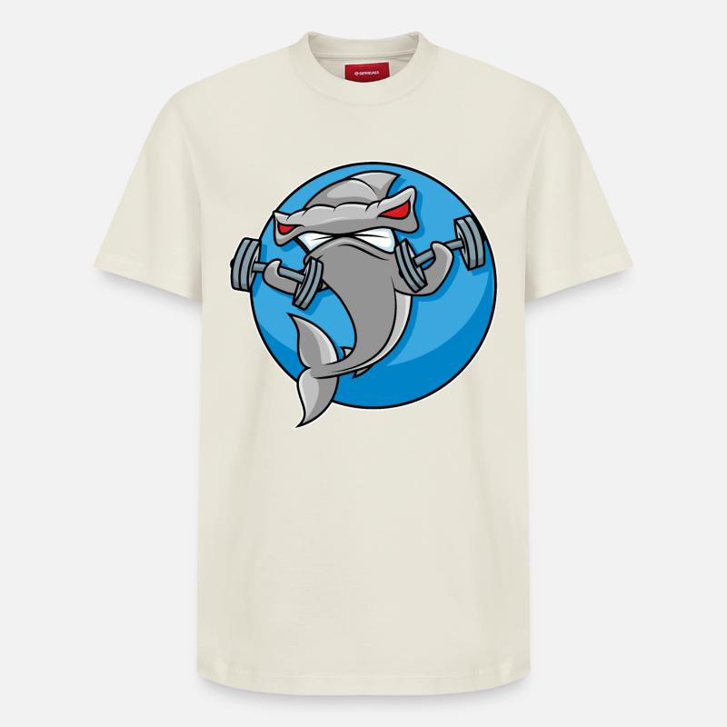 Haltérophilie requin-marteau - T-shirt unisexe décontracté en coton Supima – de SPREAD - blanc cassé