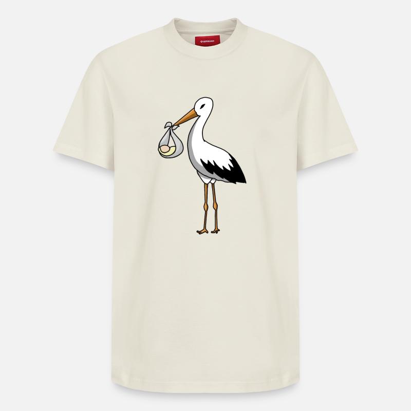 La cigogne amène le bébé - T-shirt unisexe décontracté en coton Supima – de SPREAD - blanc cassé