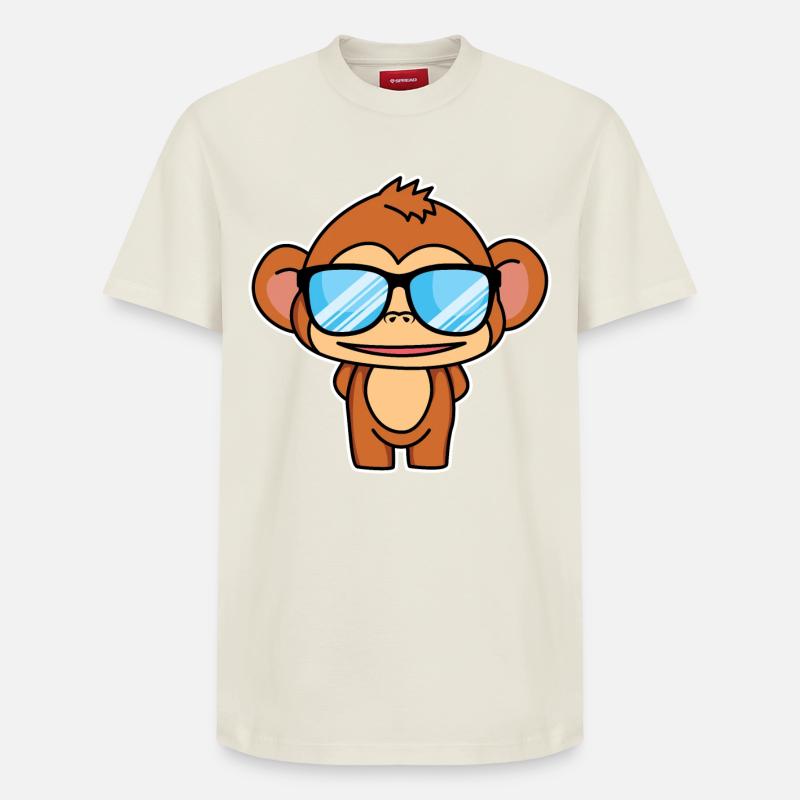 Petit singe intelligent - design - T-shirt unisexe décontracté en coton Supima – de SPREAD - blanc cassé