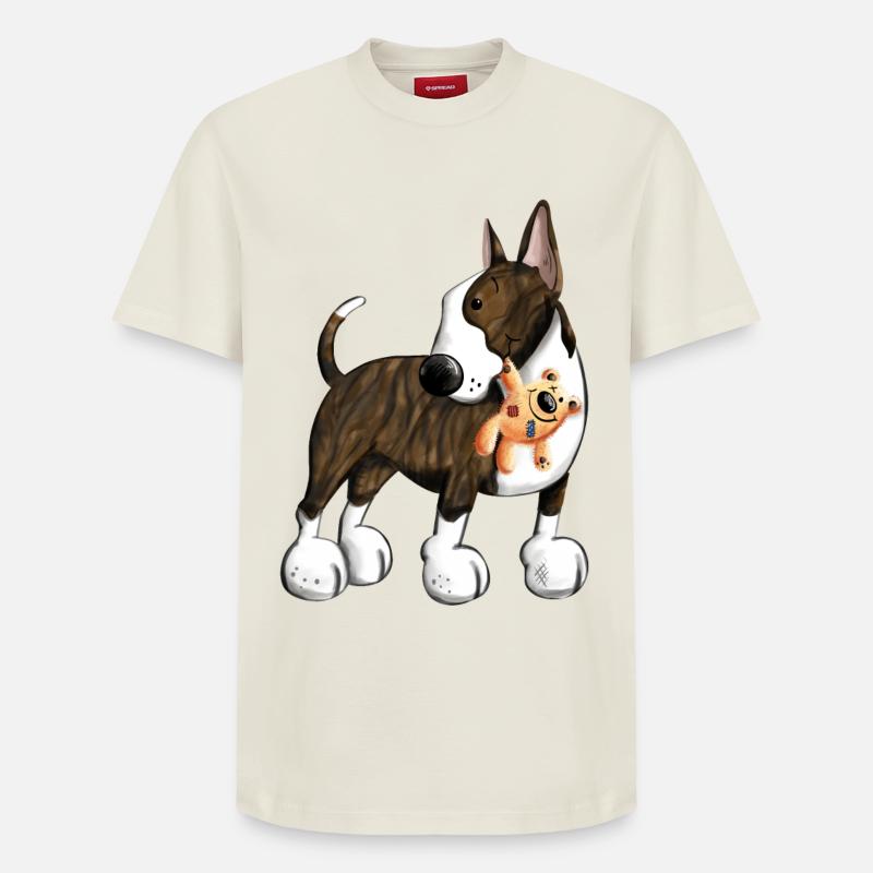 Bullterrier mit Teddy - Relaxed Unisex Supima Cotton T-Shirt – von SPREAD - Naturweiß