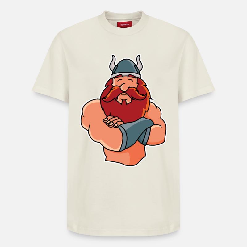 Funny Viking in Pose - Relaxed Unisex Supima Cotton T-Shirt – by SPREAD - off white