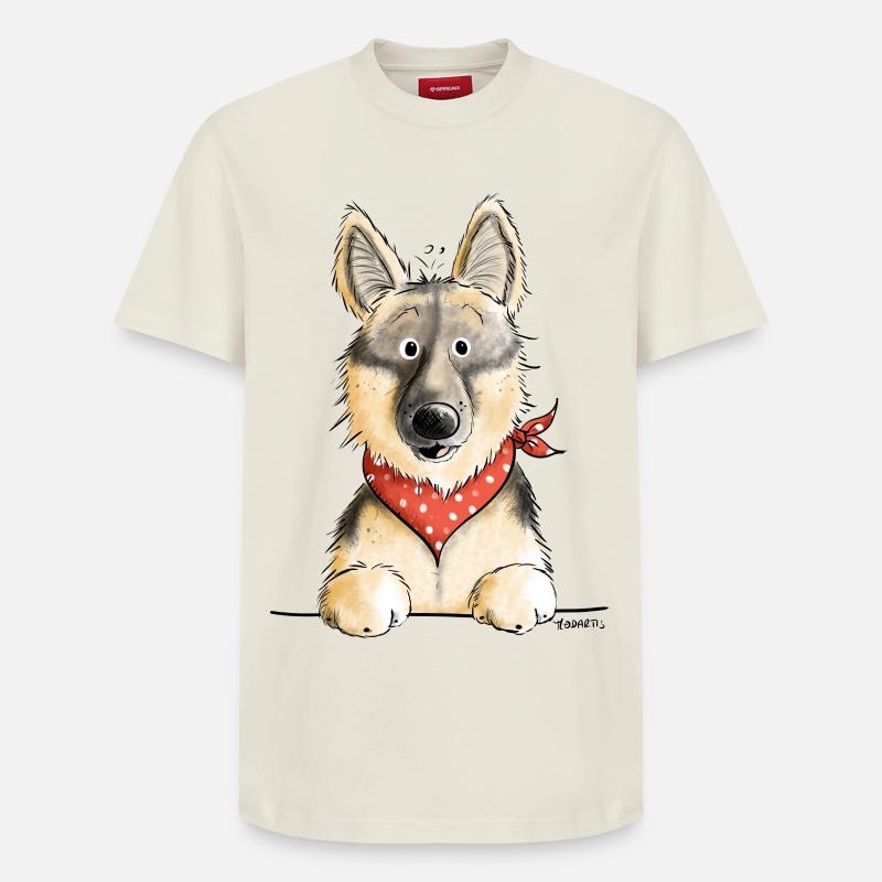 Lustiger Deutscher Schäferhund I Comic Geschenk - Relaxed Unisex Supima Cotton T-Shirt – von SPREAD - Naturweiß