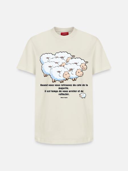 Les moutons de la majorité... - T-shirt unisexe décontracté en coton Supima – de SPREAD - blanc cassé