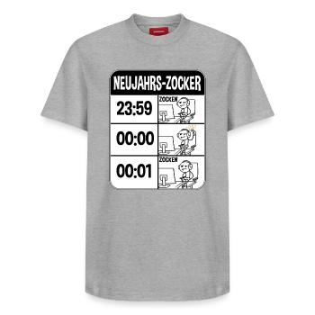 Zocken Zocker Videogames Gamer - Relaxed Unisex Supima Cotton T-Shirt – by SPREAD - heather grey - Front - AI Model Female 172 dark (172cm) & AI Model Male 185 dark (185cm)