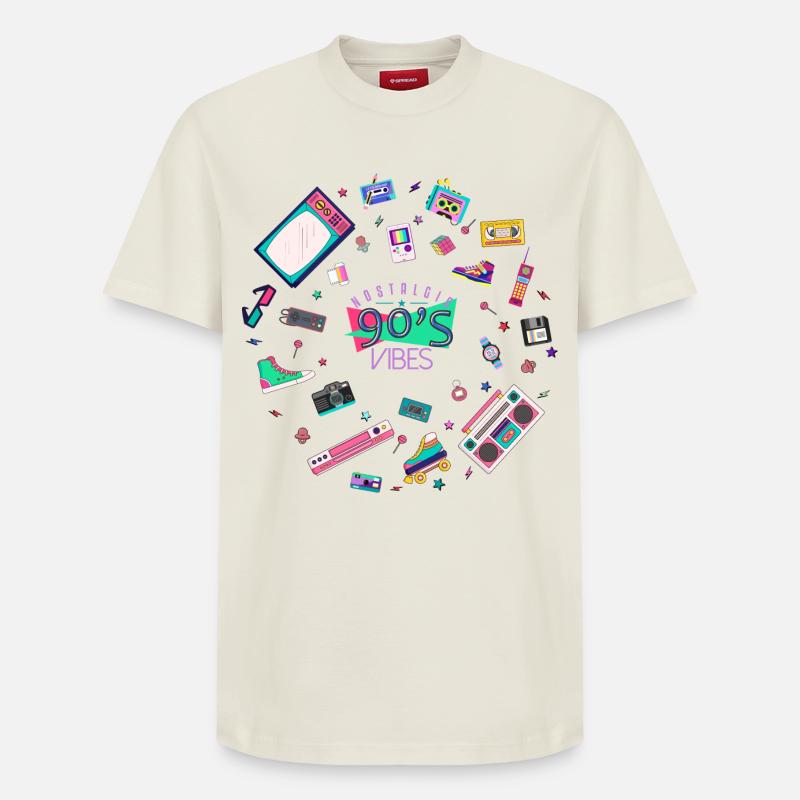 Nostalgische 90er-Vibes - Relaxed Unisex Supima Cotton T-Shirt – von SPREAD - Naturweiß