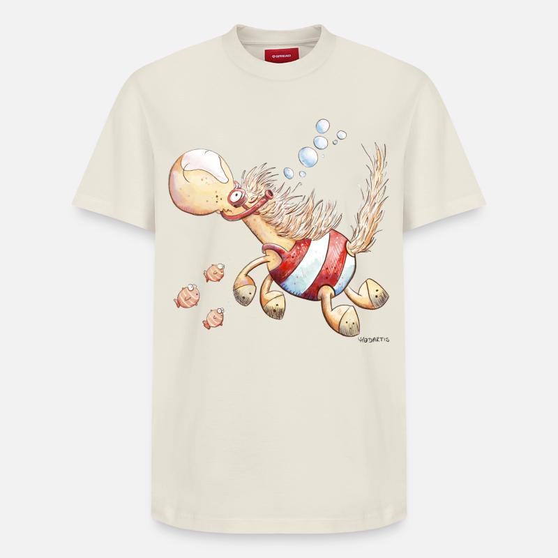 Hippocampe I Wortspiel Schwimmer Pferd - T-shirt unisexe décontracté en coton Supima – de SPREAD - blanc cassé