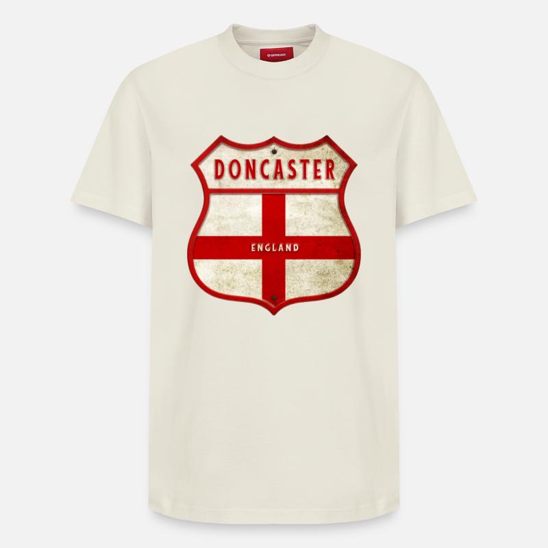 Doncaster Angleterre Drapeau Armoiries - T-shirt unisexe décontracté en coton Supima – de SPREAD - blanc cassé