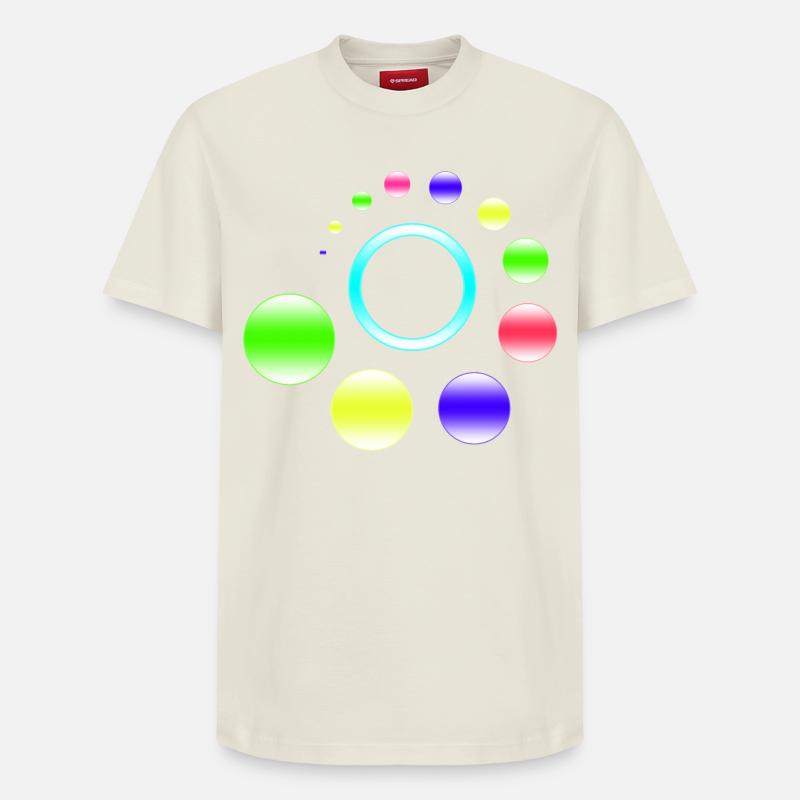 Neon Orbit Ringburst - Relaxed Unisex Supima Cotton T-Shirt – by SPREAD - off white