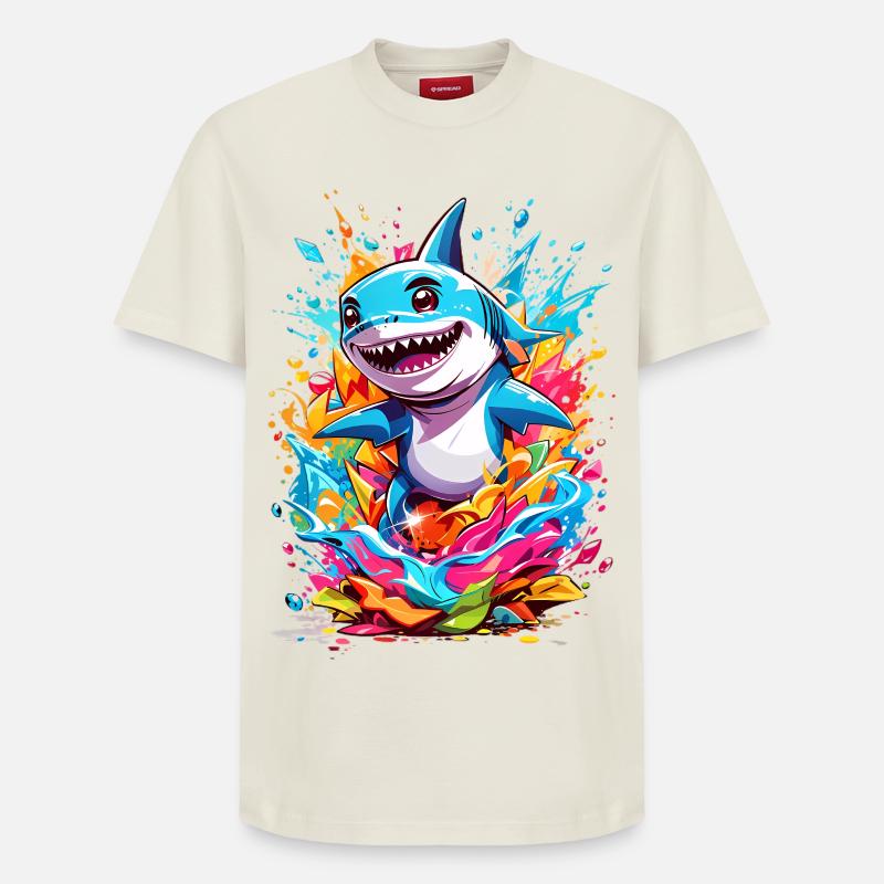 Requin - T-shirt unisexe décontracté en coton Supima – de SPREAD - blanc cassé