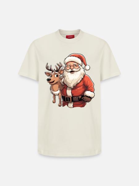 Weihnachtsmann mit renntier - Relaxed Unisex Supima Cotton T-Shirt – von SPREAD - Naturweiß