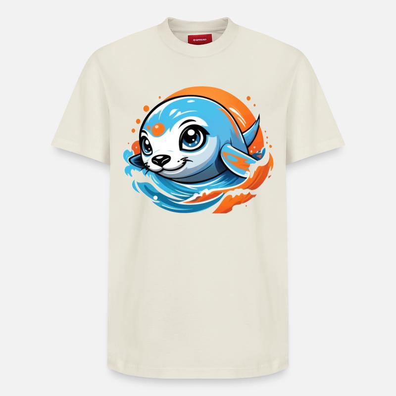 Mignon bébé phoque - T-shirt unisexe décontracté en coton Supima – de SPREAD - blanc cassé