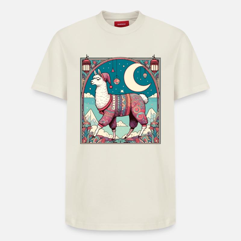 Lama Pyjama Geschenk - Relaxed Unisex Supima Cotton T-Shirt – von SPREAD - Naturweiß