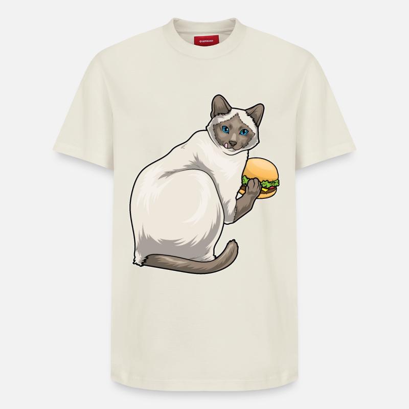 Siamkatze Cheeseburger - Relaxed Unisex Supima Cotton T-Shirt – von SPREAD - Naturweiß