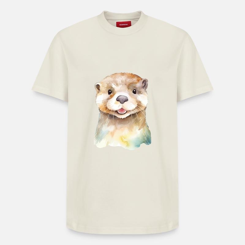 Loutre joueuse - T-shirt unisexe décontracté en coton Supima – de SPREAD - blanc cassé