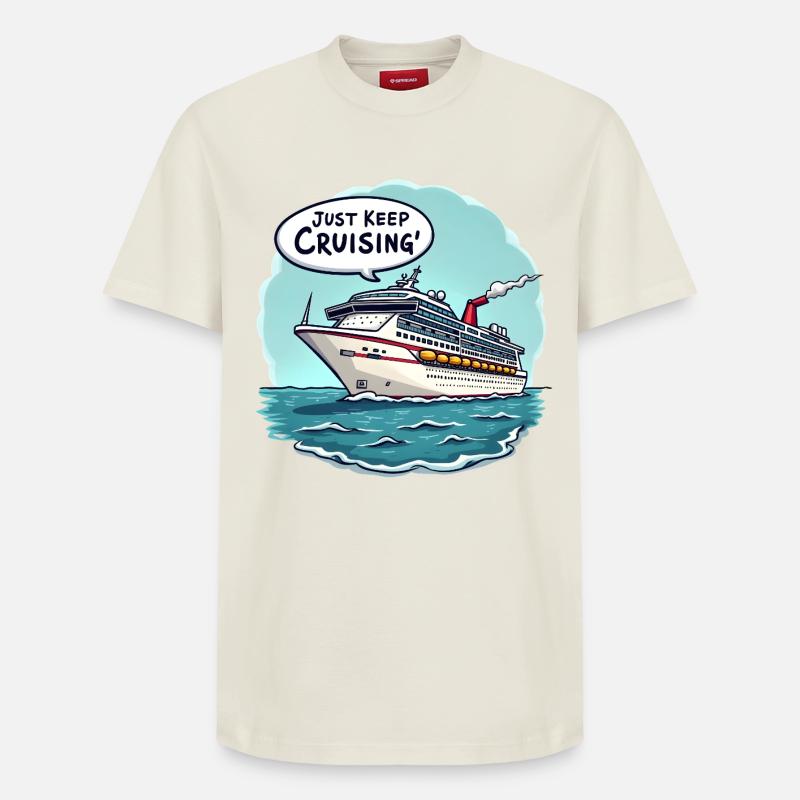 Continuez simplement à naviguer" - T-shirt unisexe décontracté en coton Supima – de SPREAD - blanc cassé