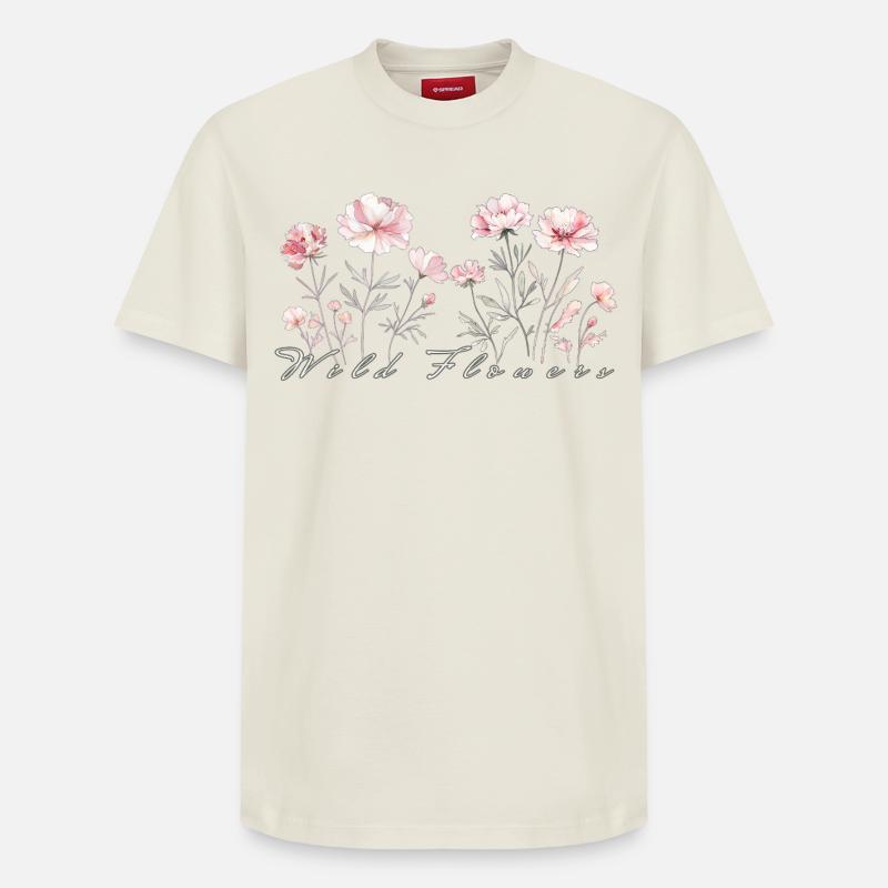 Wilde Blumen - Relaxed Unisex Supima Cotton T-Shirt – von SPREAD - Naturweiß