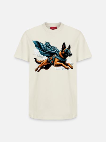 Super Dog Belgian Shepherd Cape Gift - Relaxed Unisex Supima Cotton T-Shirt – by SPREAD - off white