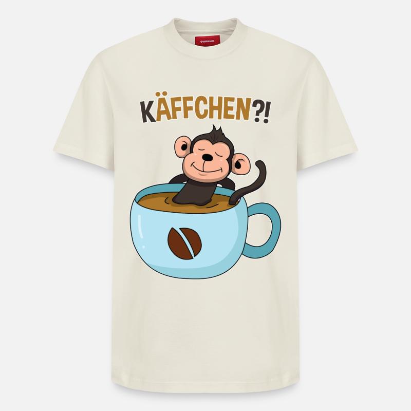 Kaffeepause mit Affe - Relaxed Unisex Supima Cotton T-Shirt – von SPREAD - Naturweiß