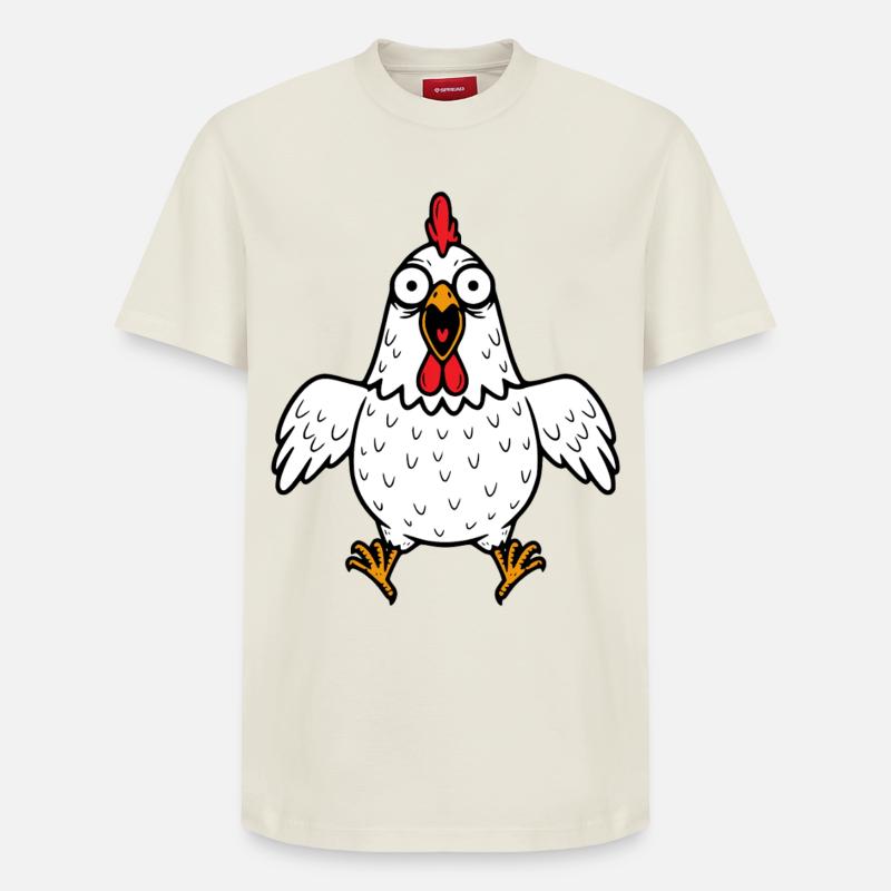 Drôle de poulet fou - T-shirt unisexe décontracté en coton Supima – de SPREAD - blanc cassé