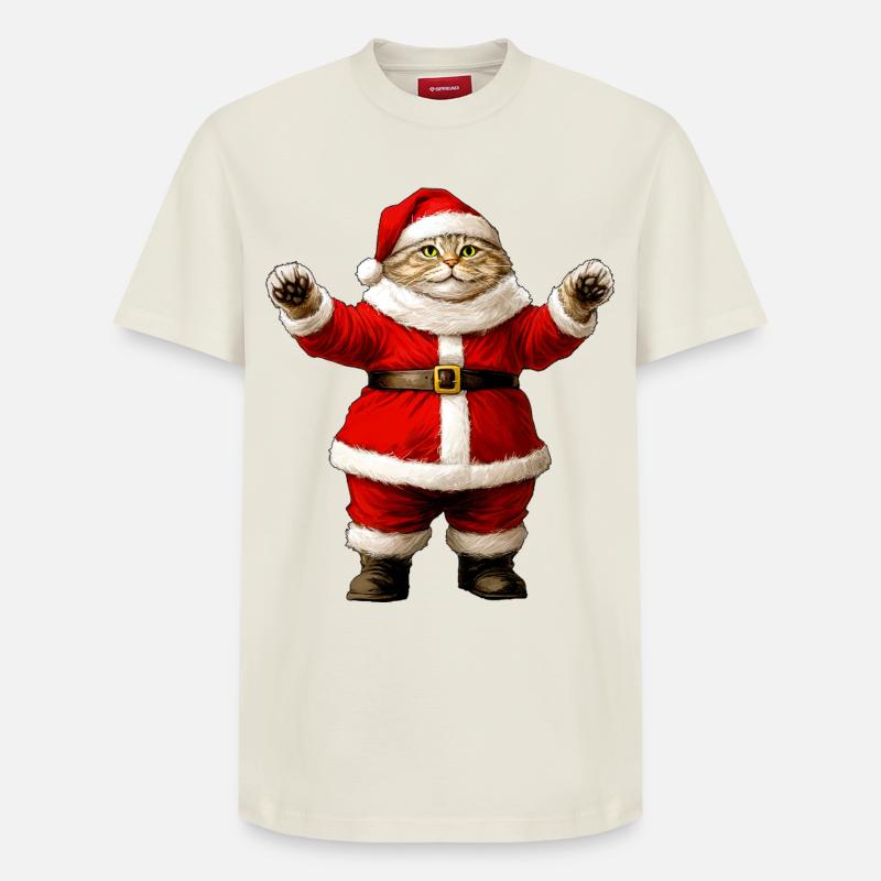 Chats Noël - T-shirt unisexe décontracté en coton Supima – de SPREAD - blanc cassé