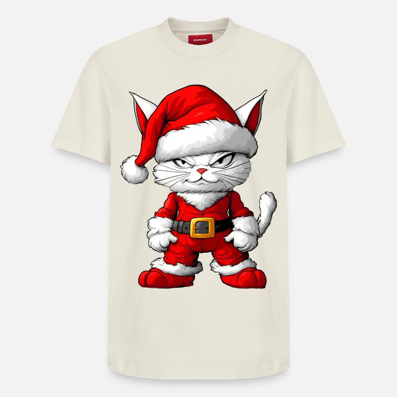 Chat de Noël - T-shirt unisexe décontracté en coton Supima – de SPREAD - blanc cassé