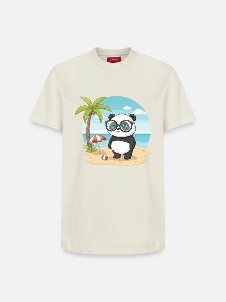 Süßer Panda mit Brille Strand-Sommerurlaub - Relaxed Unisex Supima Cotton T-Shirt – von SPREAD - Naturweiß