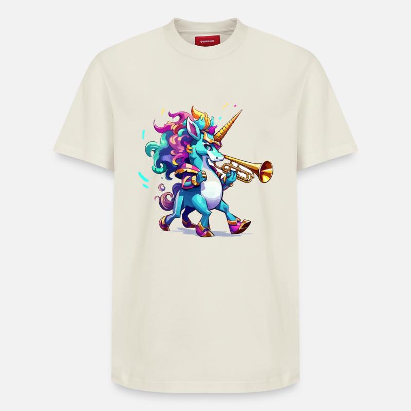 Einhorn Trompete Farbzauber - Relaxed Unisex Supima Cotton T-Shirt – von SPREAD - Naturweiß
