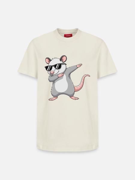 Cool Dabbing Opossum Sunglasses Cartoon Art - Relaxed Unisex Supima Cotton T-Shirt – by SPREAD - off white