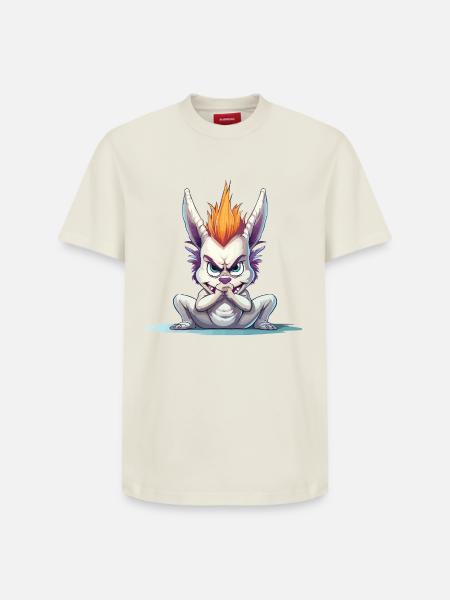 Lapin Mohawk en colère - T-shirt unisexe décontracté en coton Supima – de SPREAD - blanc cassé
