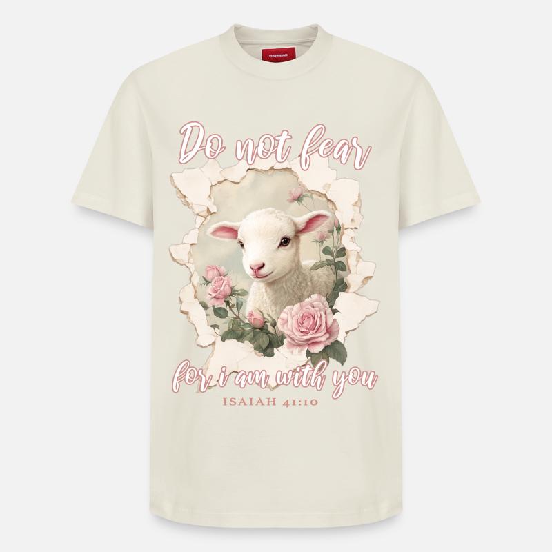Verset biblique chrétien Lamb - T-shirt unisexe décontracté en coton Supima – de SPREAD - blanc cassé