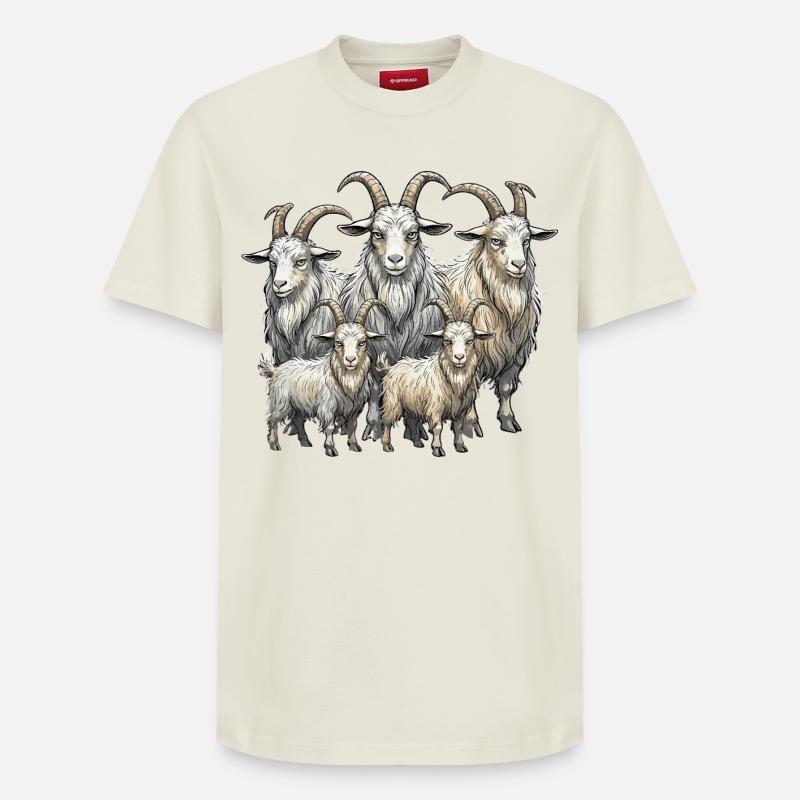 Troupeau de chèvres - T-shirt unisexe décontracté en coton Supima – de SPREAD - blanc cassé