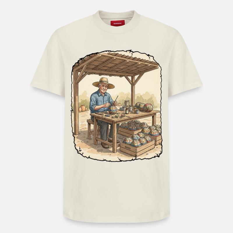 Feux d’artifice pyrotechniques - T-shirt unisexe décontracté en coton Supima – de SPREAD - blanc cassé