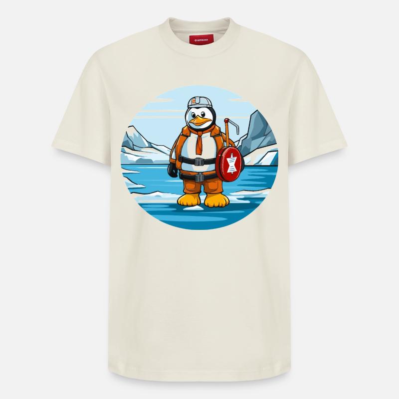 Aventurier Pingouin Arctique - T-shirt unisexe décontracté en coton Supima – de SPREAD - blanc cassé