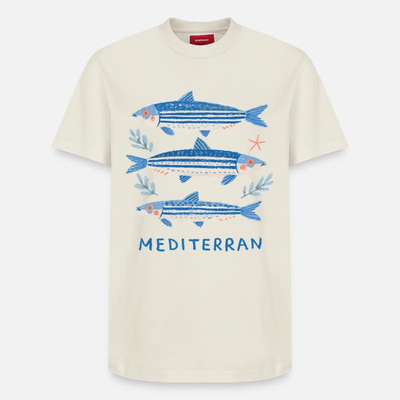 Sardines - Mediterranean Trilogy - Relaxed Unisex Supima Cotton T-Shirt – by SPREAD - off white