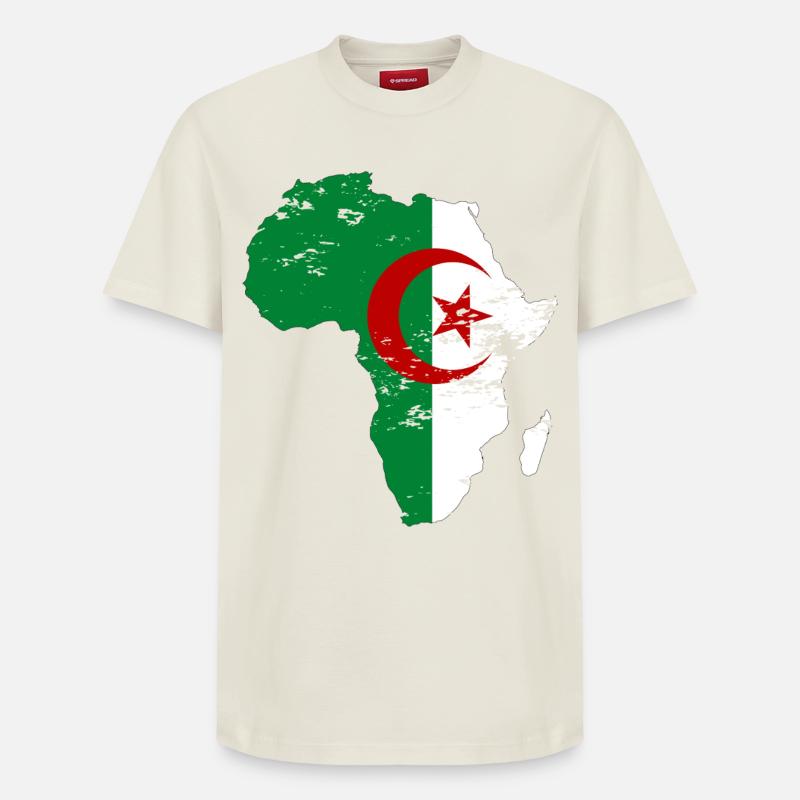 Pavillon Algérien Afrique - T-shirt unisexe décontracté en coton Supima – de SPREAD - blanc cassé