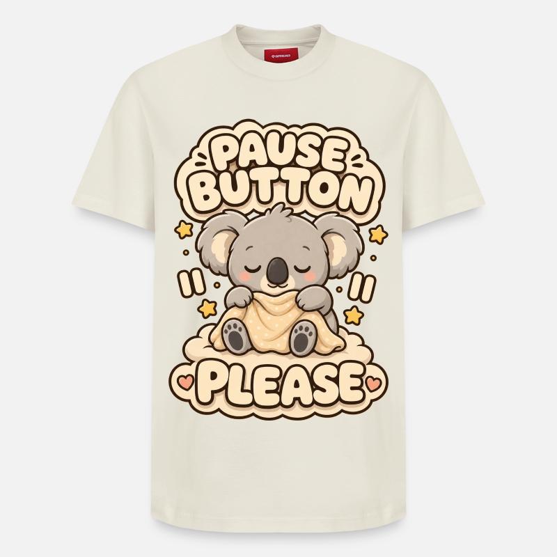 Pause Button Please Koala - Relaxed Unisex Supima Cotton T-Shirt – von SPREAD - Naturweiß