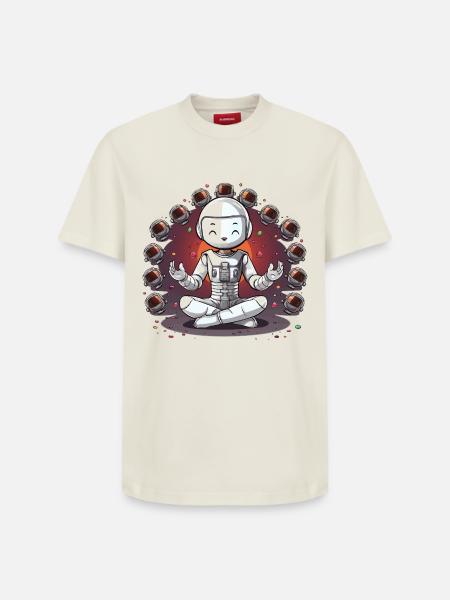 Méditation cosmique de l’astronaute - T-shirt unisexe décontracté en coton Supima – de SPREAD - blanc cassé