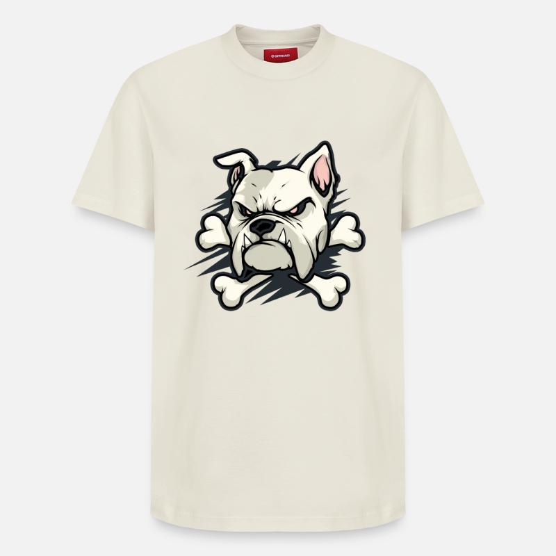 Bouledogue en colère avec os - T-shirt unisexe décontracté en coton Supima – de SPREAD - blanc cassé