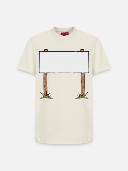 Cartoon Holzschild Werbebanner - Relaxed Unisex Supima Cotton T-Shirt – von SPREAD - Naturweiß