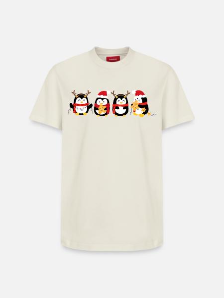 Funny pinguin Christmas. Xmas pinguin - Relaxed Unisex Supima Cotton T-Shirt – by SPREAD - off white