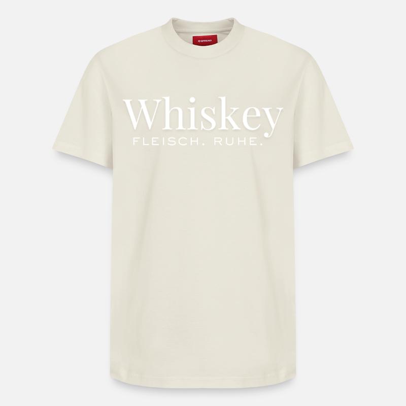 Whisky et viande – Dégustez tranquillement - T-shirt unisexe décontracté en coton Supima – de SPREAD - blanc cassé