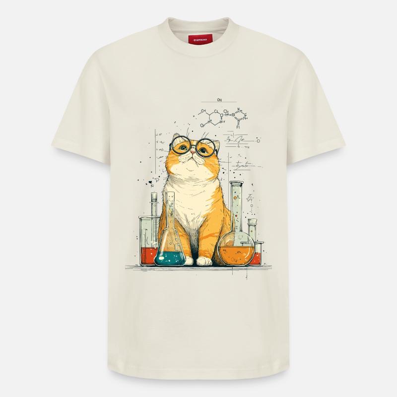Chat chimique au laboratoire - T-shirt unisexe décontracté en coton Supima – de SPREAD - blanc cassé