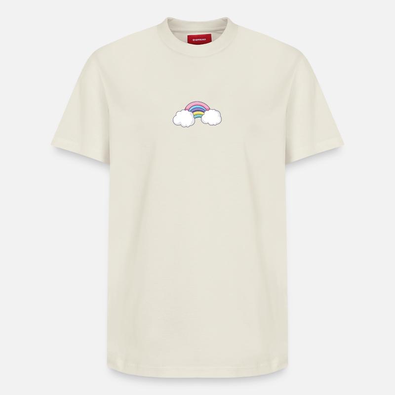 Arc nuage arc-en-ciel pastel - T-shirt unisexe décontracté en coton Supima – de SPREAD - blanc cassé