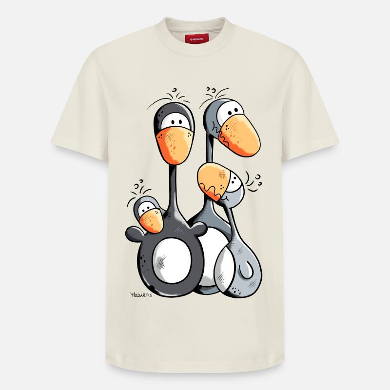 Famille Pingouin mignon - T-shirt unisexe décontracté en coton Supima – de SPREAD - blanc cassé