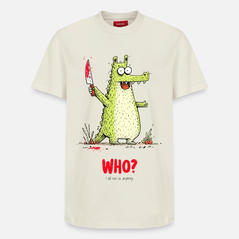 QUI? - T-shirt unisexe décontracté en coton Supima – de SPREAD - blanc cassé