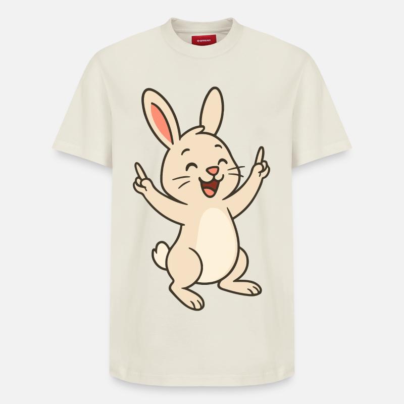 Lapin houblonné joyeux - T-shirt unisexe décontracté en coton Supima – de SPREAD - blanc cassé