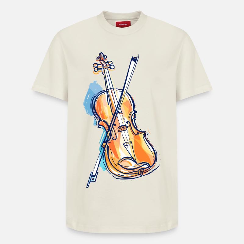 Dessin de violon - T-shirt unisexe décontracté en coton Supima – de SPREAD - blanc cassé