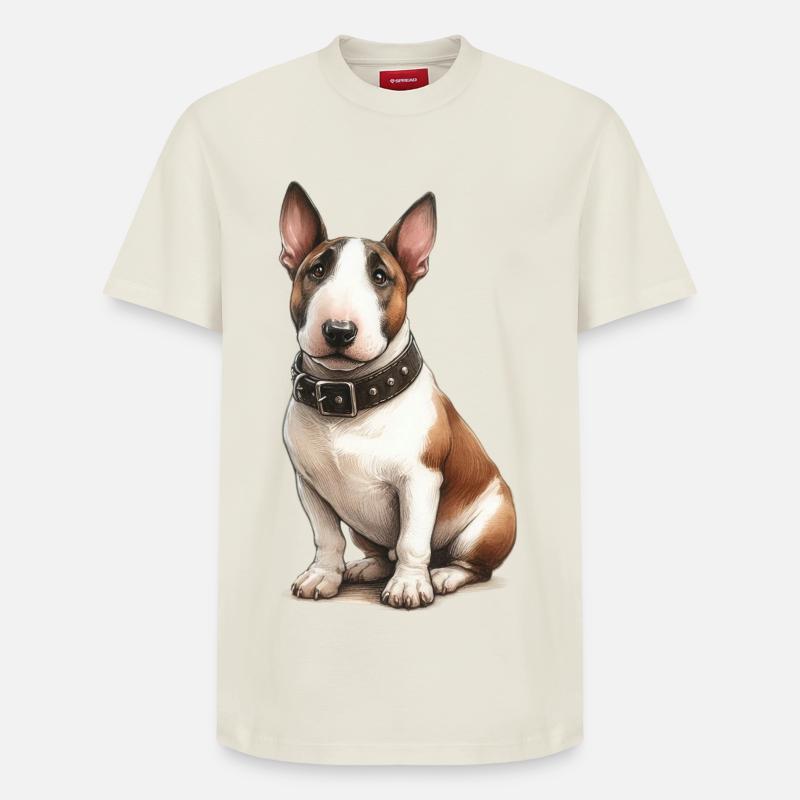 Pitbull Terrier Illustration - T-shirt unisexe décontracté en coton Supima – de SPREAD - blanc cassé